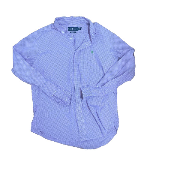Ralph Lauren Purple Micro Check Plaid Large Button Down Shirt Classic Fit Preppy - Picture 1 of 4